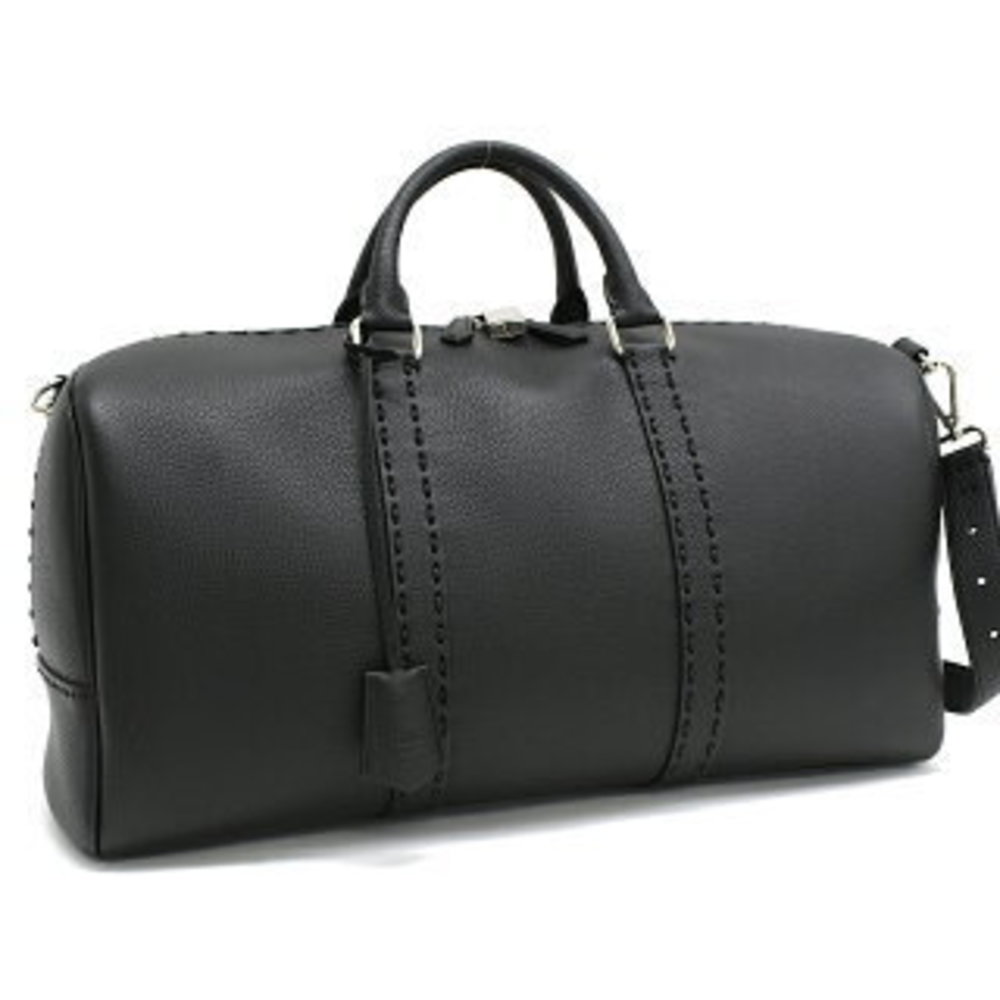 FENDI Duffle Bag Boston Black Calfskin Leather